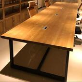 大型会议桌长桌loft美式 工业风铁艺职员会客实木电脑桌实木办公桌