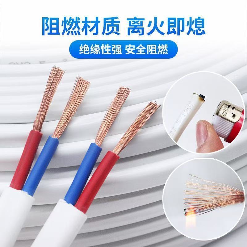 纯铜电源线2芯家用RVVB白色护套线2x0.751.52.5平方5C软电缆线