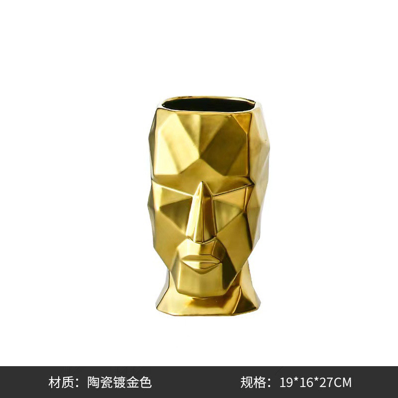 艺术抽象现代工艺陶瓷人物头像花瓶摆件客厅展厅家居装饰工艺品