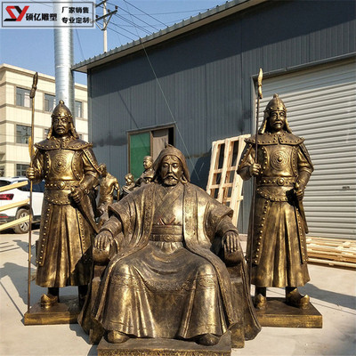 热销玻璃钢历史名人成吉思汗蒙古大汉铁木真坐像雕塑士兵忽必烈雕