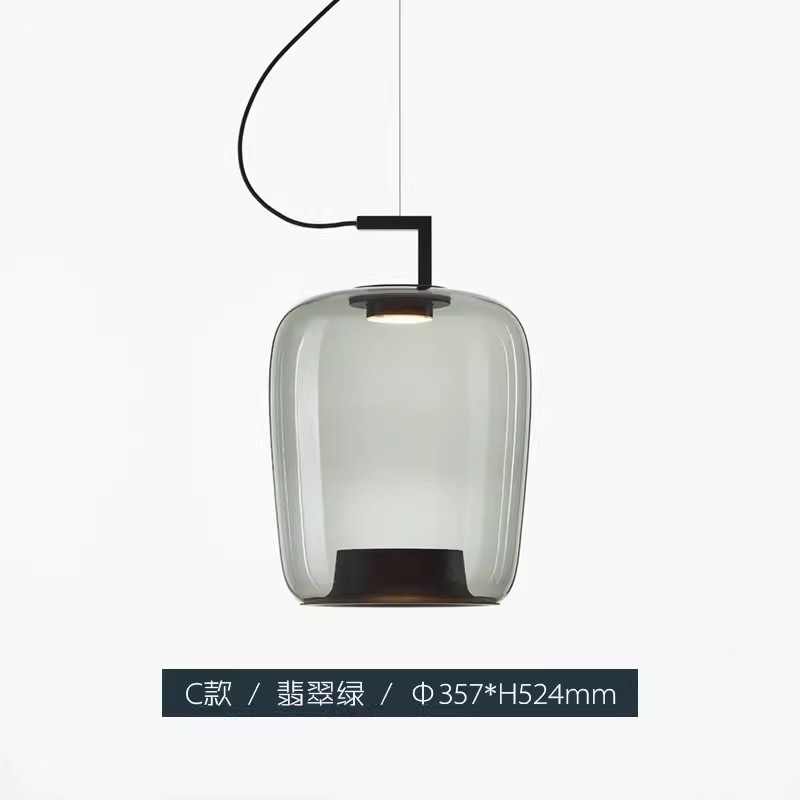 艺术餐厅蓝色意咖啡厅极简床头小吊灯商场酒店式玻璃吊灯