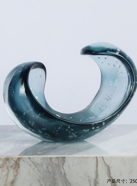 桌面圆形透明雕塑合成树脂摆件酒店大堂厅会所餐厅样板房渐变摆饰