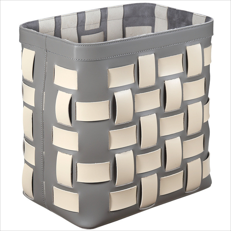 北欧收纳铂橙经典皮质纯手工编织收纳篮筐衣帽间轻奢琥脏衣篓