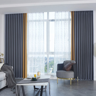 热销全遮光瑞典麻窗帘奶油风轻奢韩褶打孔高温定型海宁许村锦瑟纺