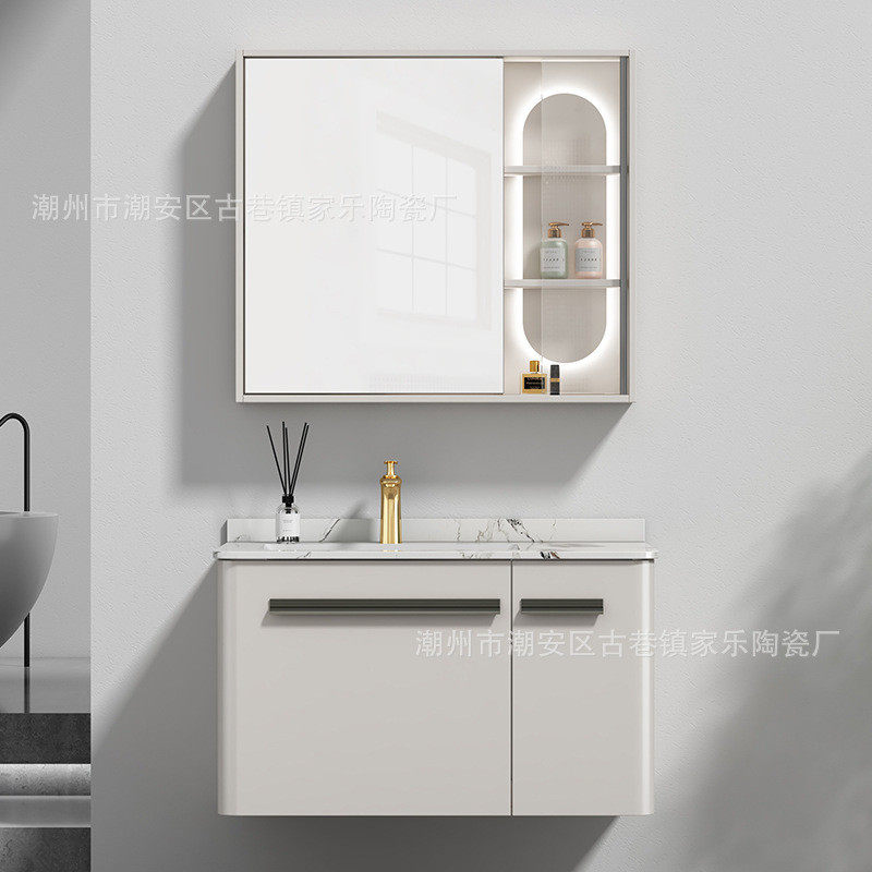 简约现代轻奢卫生间梳妆台风陶瓷一体盆岩板台面洗手台浴室柜厂家,家装主材,浴室柜组合,淘宝优惠券,粉丝福利购,淘宝优惠卷
