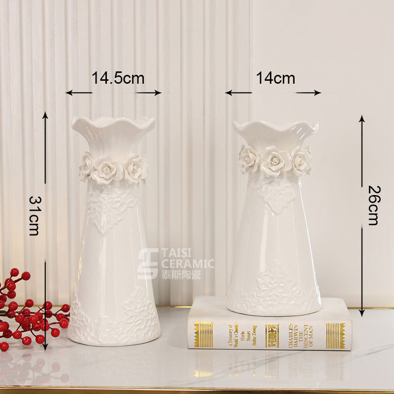 简约花插陶瓷花瓶摆件花器玫瑰花客厅水培装水瓷器餐桌乔迁礼品