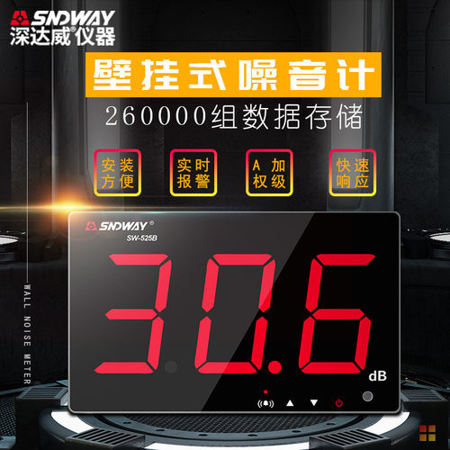 深达威SW-525B壁挂式噪音计分贝仪大屏幕噪声音量测试噪音显示屏