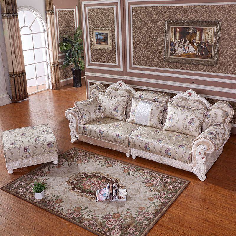 热销欧式布艺沙发小户型客厅可拆洗直排三人位四人位沙发简欧实木