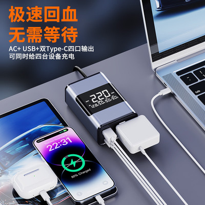 迷你车载充电器超级快充口12v转220v大功率逆变器点烟器转换插头