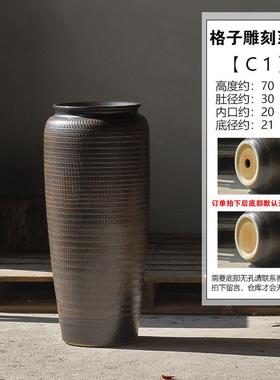 新中式别墅陶瓷宽口种植陶罐盆缸民宿酒店餐厅景德镇庭院摆件花瓶