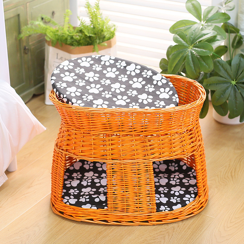 热销藤编猫屋柳编狗窝猫窝四季通用夏天可拆洗中小型犬泰迪编织宠