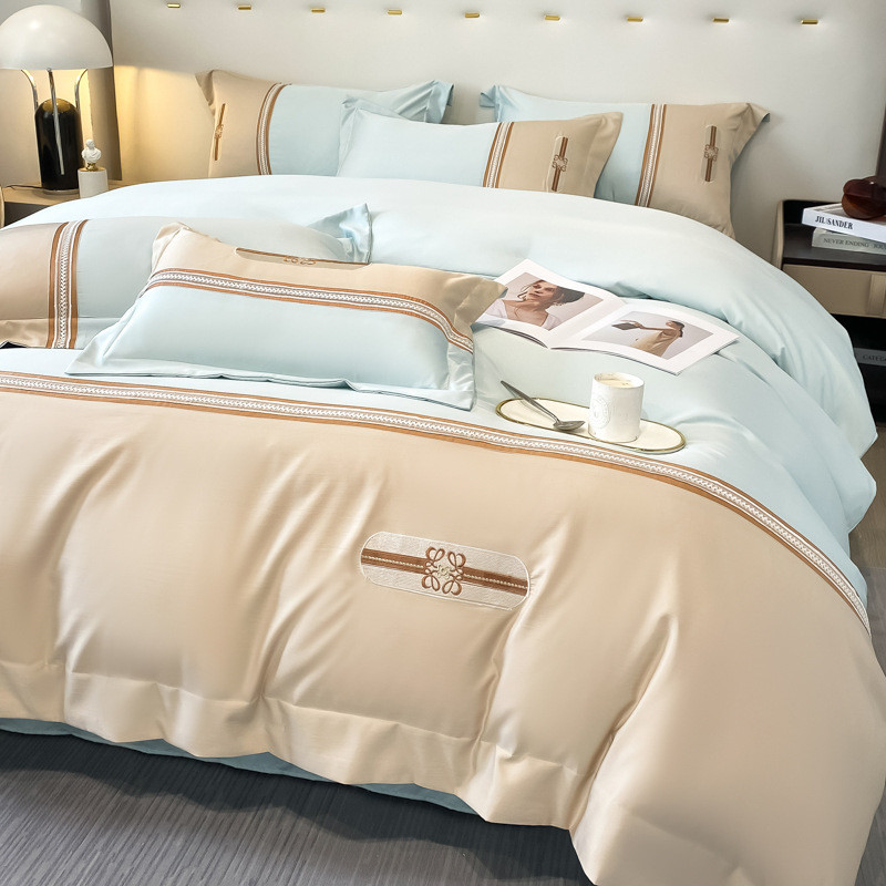 夏季天丝四件套双面丝滑裸睡被套床上用品轻奢冰丝床单高级感简约