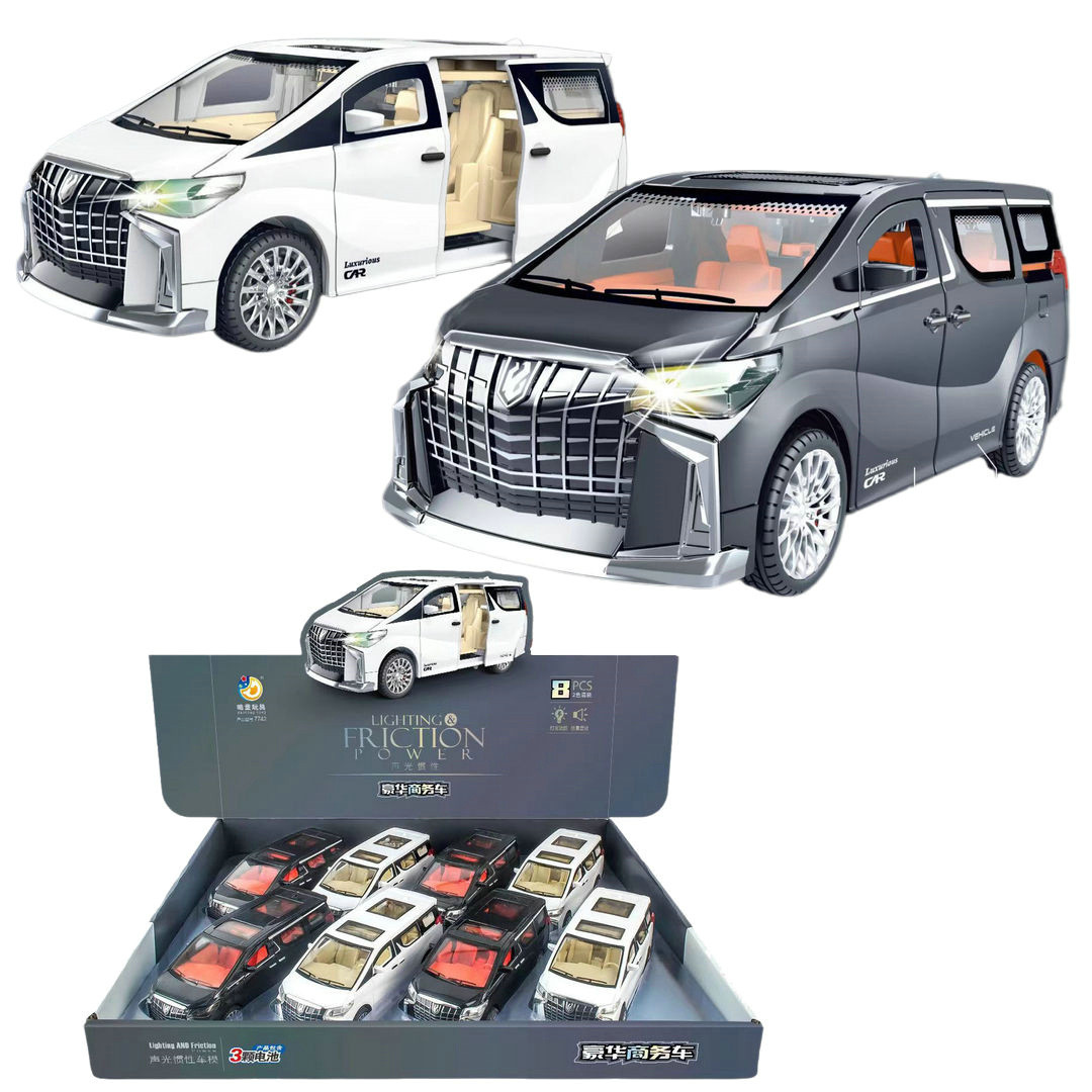8只声光音乐惯性商务车7742仿真开门车模亲子益智儿童玩具