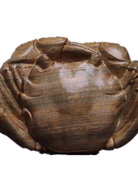 现货实木阿根廷绿檀手把件批发螃蟹木质工艺品木雕摆件