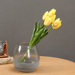 手感仿真郁金香母亲节家居装 饰仿真绿植6头批发仿真花束