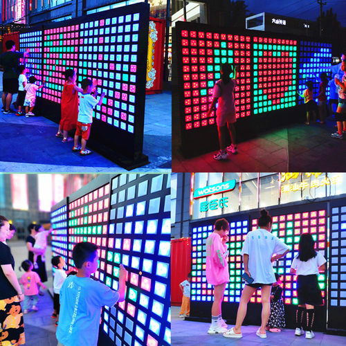 热销地产商业暖场道具发光互动触摸感应墙签到墙翻转墙网红打卡音