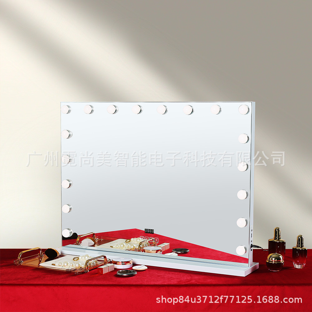 工厂直发无极三色调光台式桌面梳妆镜 LED好莱坞灯泡化妆镜