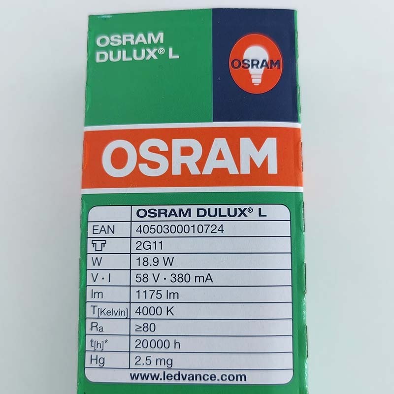 热销欧司朗duluxl18w/840平头4针紧凑型荧光灯三荧光灯基色