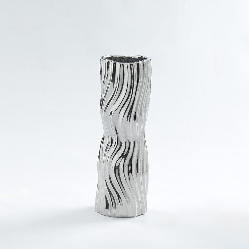 热销轻奢风银色花瓶创意陶瓷摆件客厅茶几简约插花玄关餐厅装饰花,特色手工艺,青花瓷,淘宝优惠券,粉丝福利购,淘宝优惠卷