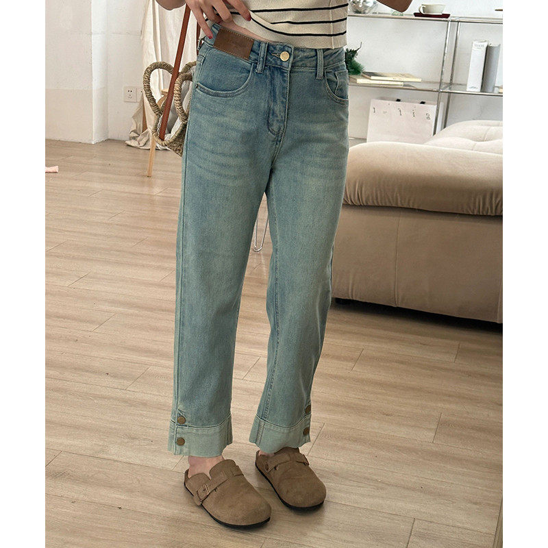 大码300斤胖mm卷边纽扣女九分裤显瘦百搭直筒烟管,女装/女士精品,大码裤装,淘宝优惠券,粉丝福利购,淘宝优惠卷