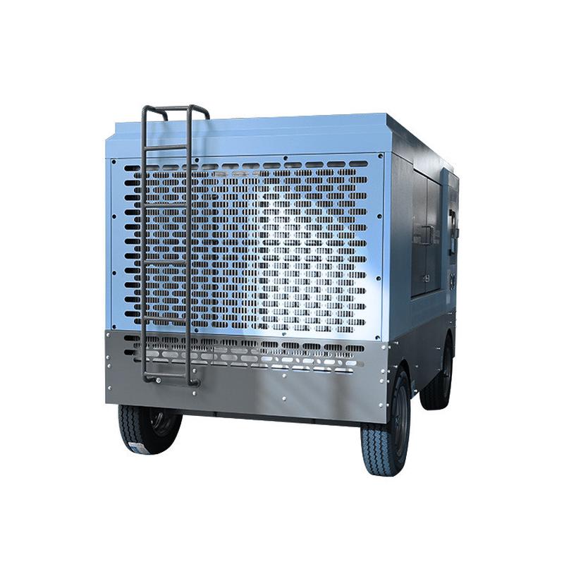 中国工厂制造的两轮式88kw10bar柴油便携式拖拉机螺杆空气压缩机