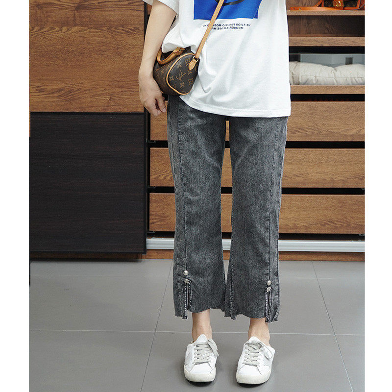 2023夏季薄款超软糯蓝色宽松显瘦大码九分开叉直筒裤女,女装/女士精品,大码裤装,淘宝优惠券,粉丝福利购,淘宝优惠卷