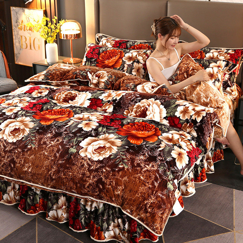 8.5-9.5斤加厚床裙款四件套冬季绒绒被套,床上用品,床品套件/四件套/多件套,淘宝优惠券,粉丝福利购,淘宝优惠卷