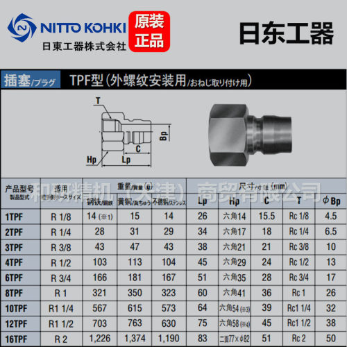 热销日东工系列nittokohki中压模具快速接头tsp器3tpf3tsf