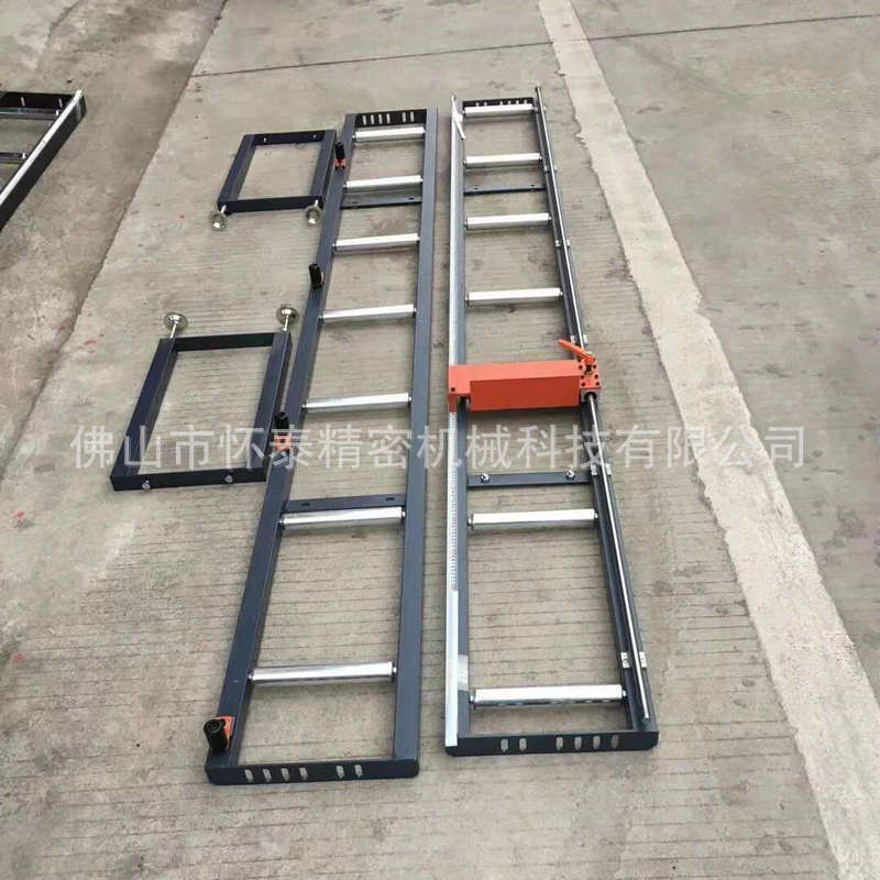 滚筒铝材切割机托架双轨铝材定位送料架数显转盘锯托料架可