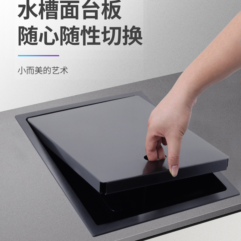 房车隐藏水槽纳米黑色中岛水池隐形手工台中盆平嵌式台下小吧台