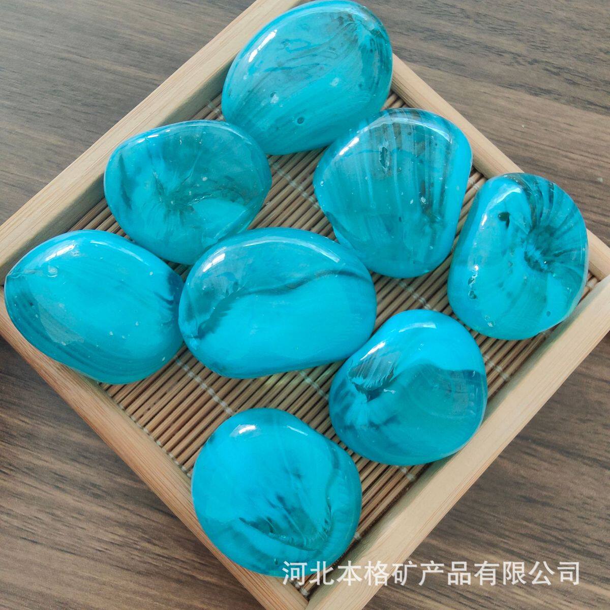 鱼缸装饰花瓶造景仿玻璃鹅卵石水培花盆彩色小石子雨花石五彩石头