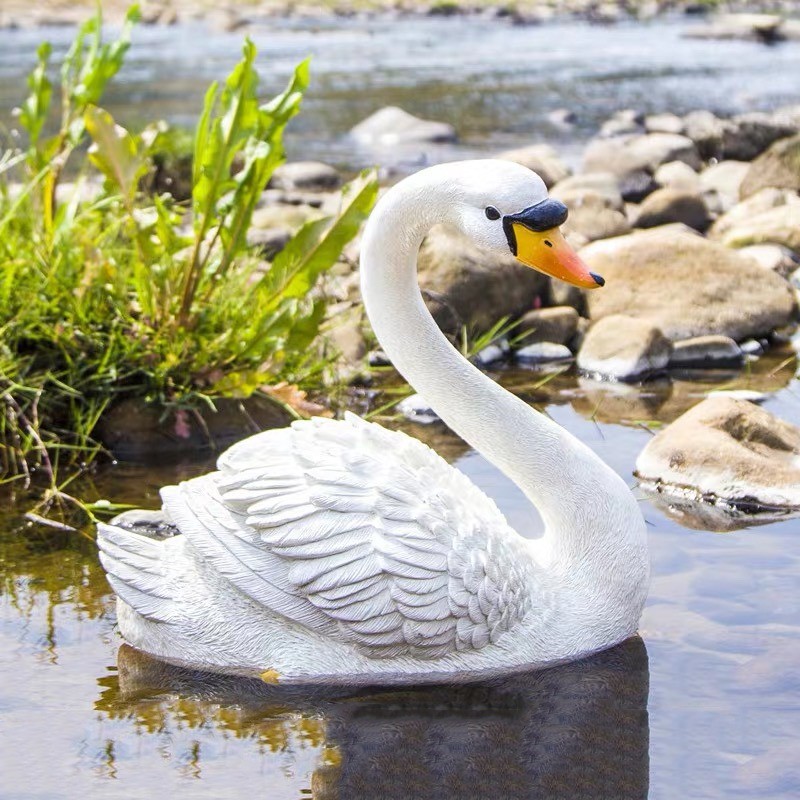 热销仿真浮水白天鹅玻璃钢雕塑户外花园水池鱼塘花园造景鸭鹅庭院