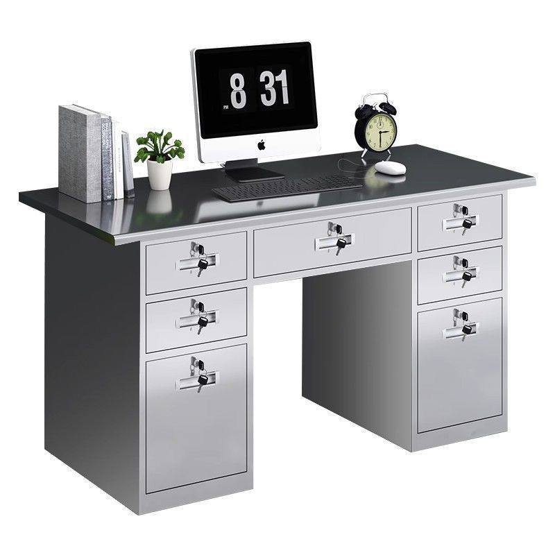 加厚304不锈钢办公桌菜市场收银台带抽屉带锁整装电脑桌写字桌子,住宅家具,电脑桌,淘宝优惠券,粉丝福利购,淘宝优惠卷