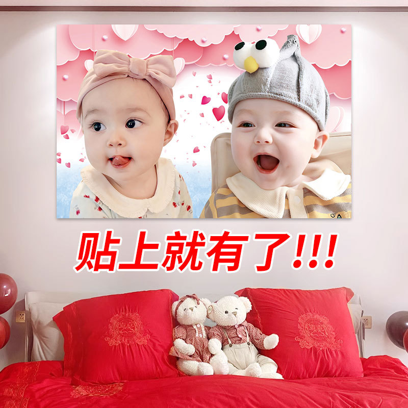 可定制年画娃娃送子图宝宝画报墙贴备孕男女龙凤胎孕妇求子金童玉