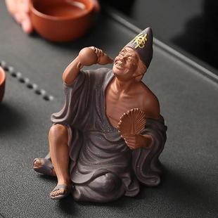 创意紫砂济公活佛陶瓷佛禅意摆件家居茶室桌面博古架装 新款 饰摆设