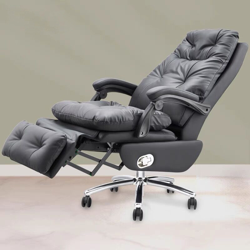 皮艺老板椅家用办公椅可躺椅午睡转椅书房大班椅办公室电动电脑椅