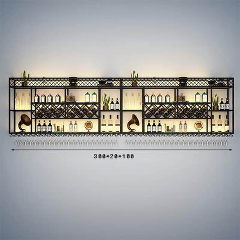 酒吧吧台展示架置物架餐厅简约墙上菱形酒柜壁挂式红酒架子酒柜