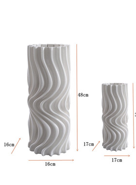 轻奢简约白色陶瓷3D花瓶样板间售楼中心软装插花器工艺品陈设摆件