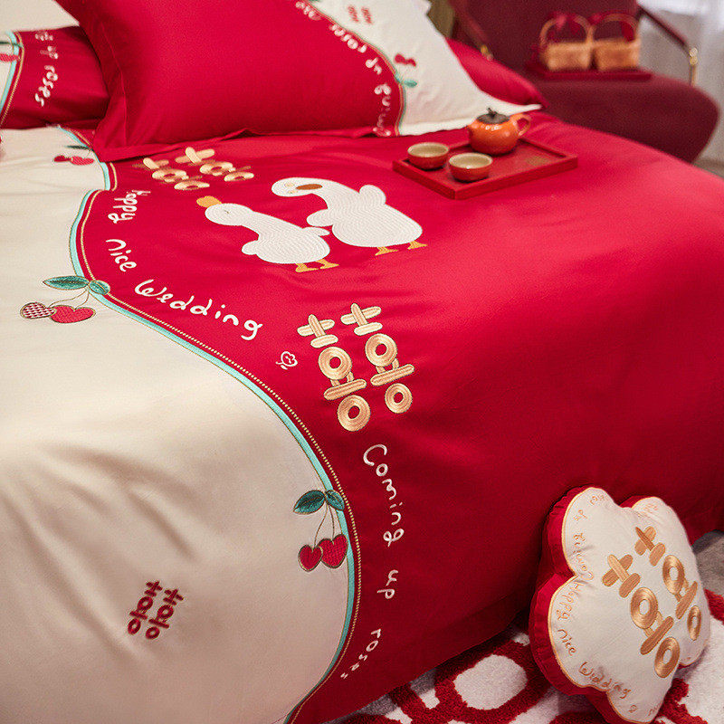 热销新款高端长绒棉结婚陪嫁全面新中式喜被公主风婚庆四件套床上,床上用品,婚庆床品套件,淘宝优惠券,粉丝福利购,淘宝优惠卷