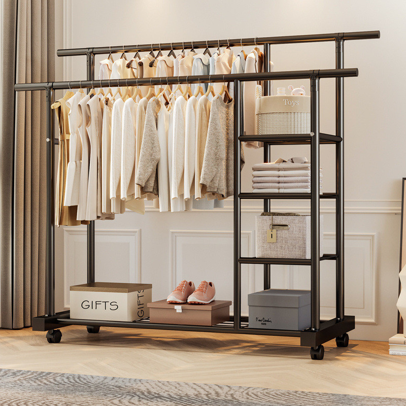 热销耐用立式衣架落地挂衣架可移动宿舍简易衣帽架卧室立式家用加