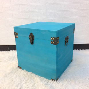 eao4木箱带锁子储物箱实木收纳箱复古木盒子特大号长方形带盖木箱