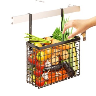 厨房蔬果置物架橱柜内侧免打孔碳钢橱柜挂篮省空间背收纳架式