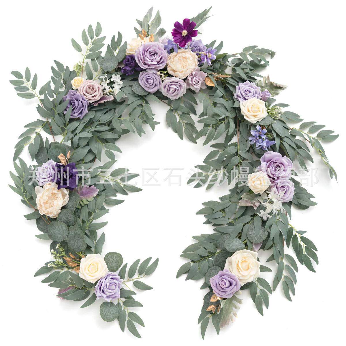 桉尤加利仿真玫瑰热卖树花藤条婚礼桌椅装饰花藤厂家批发