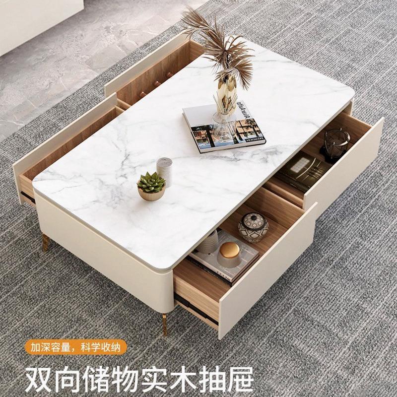 轻奢北欧岩板电视柜茶几现代简约烤漆小户型客厅地柜实木收纳亮光