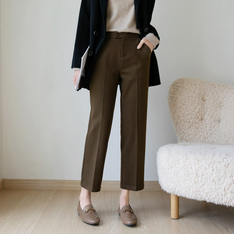 秋冬加厚毛呢直筒裤女韩版窄版阔腿裤休闲百搭通勤烟管裤,女装/女士精品,休闲裤,淘宝优惠券,粉丝福利购,淘宝优惠卷