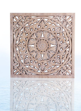 加工定制墙体装饰壁挂中式壁挂贴墙雕花方形木制工艺品玄关壁挂