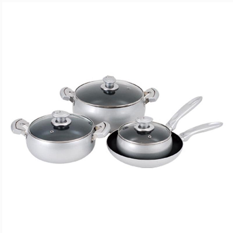 热销跨境电商出口陶瓷不沾锅cookware炒锅平底锅7件套aluminium