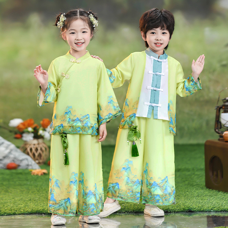 汉服春秋国学套装中国风唐装小学生古风亲子幼儿园班服元旦演出服