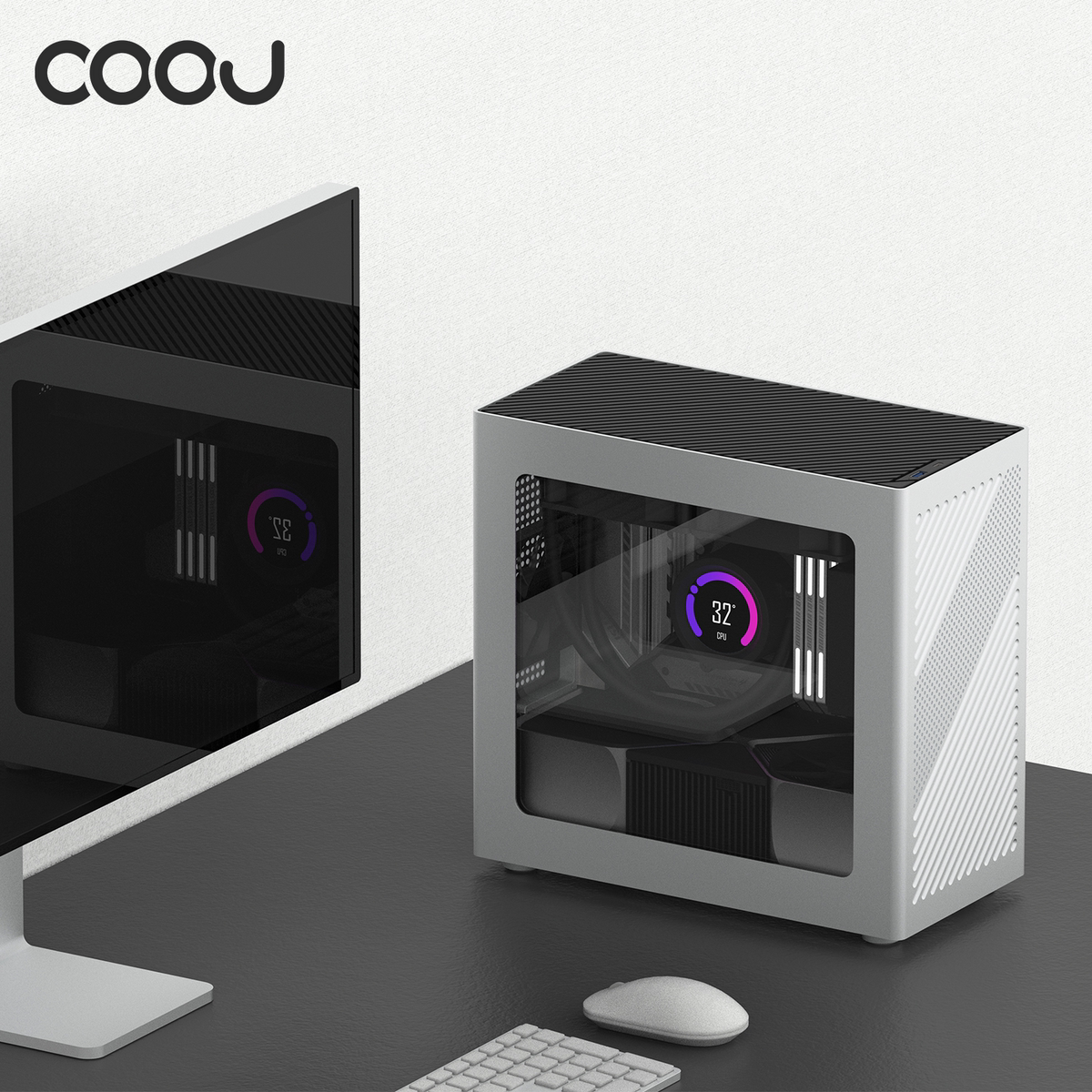 COOJ 宰相Z18侧透版 MATX铝合金一体成型外壳直插水冷ITX电脑机箱