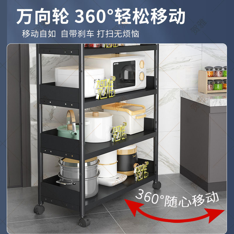 热销c&不锈钢储物围挡厨房置物架带轮可移动收纳架烤箱室外家用货